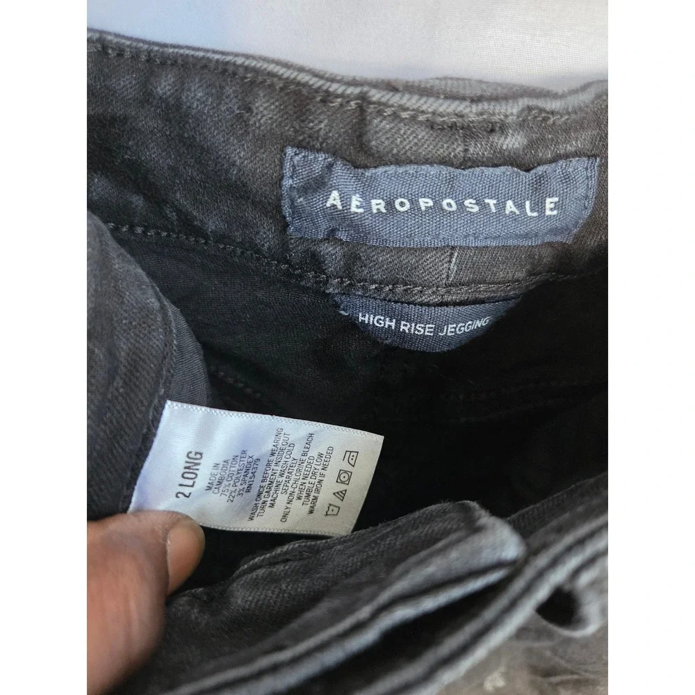 Aeropostale High Rise Jegging Jeans Womens  Long Black Dark Slim High Skinny
